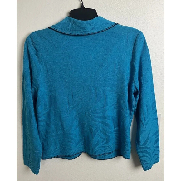 Ming Wang Women's Long Sleeve  Blue Collared Sweater Blazer Size XS Open Front - Picture 5 of 16